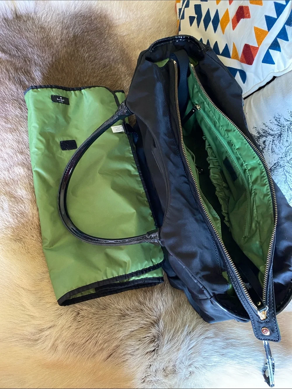 Kate Spade Black Nylon Diaper Bag with Changing Pad